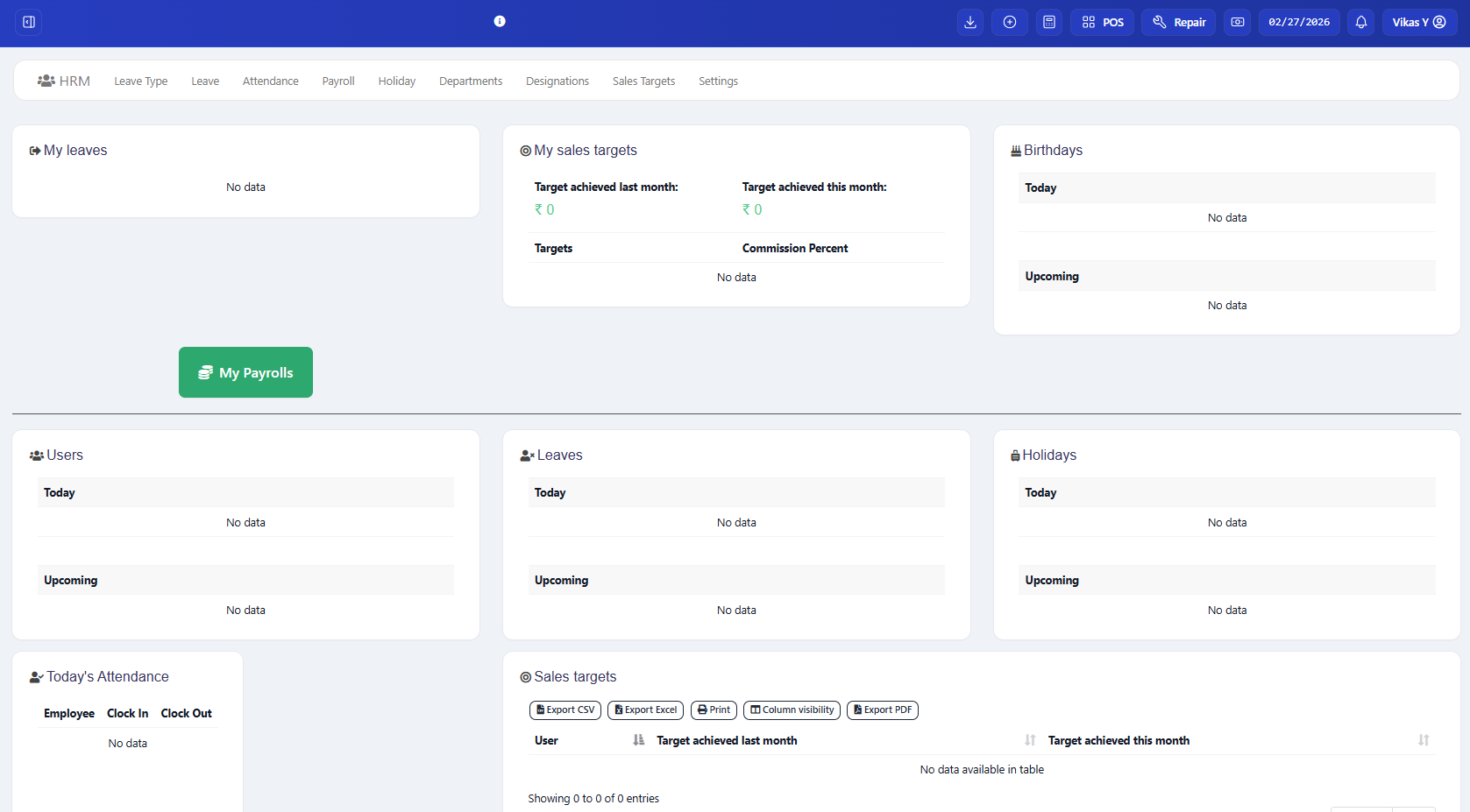 Zitow HRM Dashboard