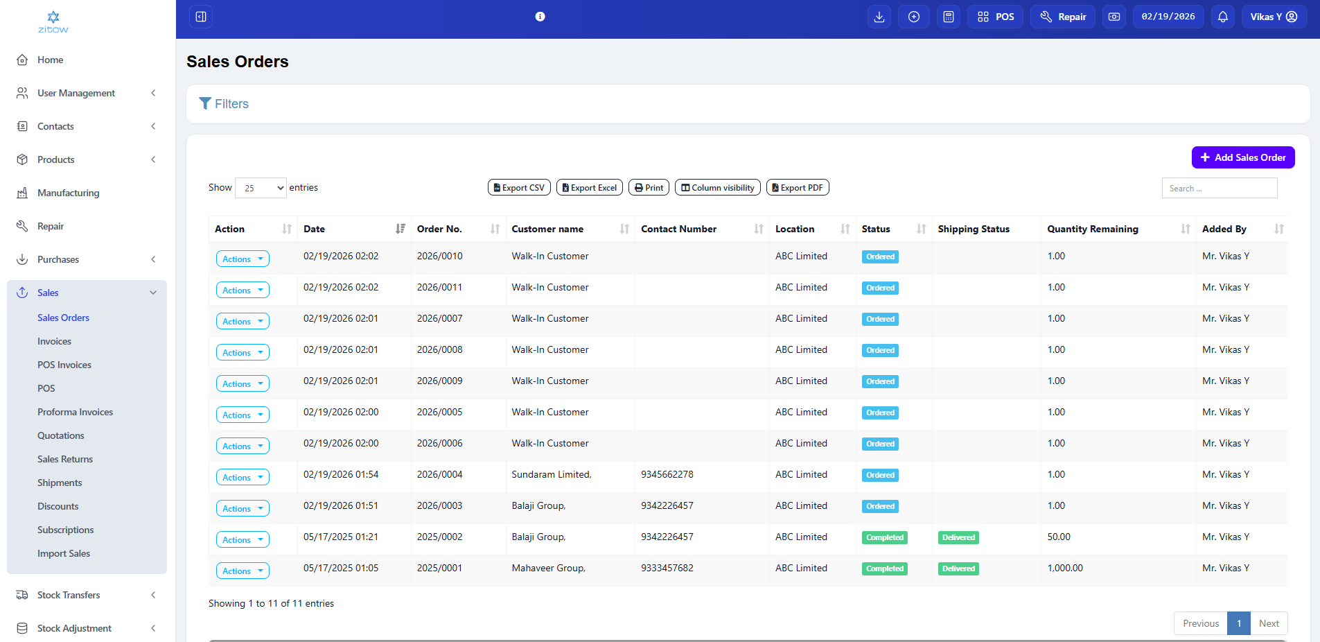 Zitow OMS Dashboard