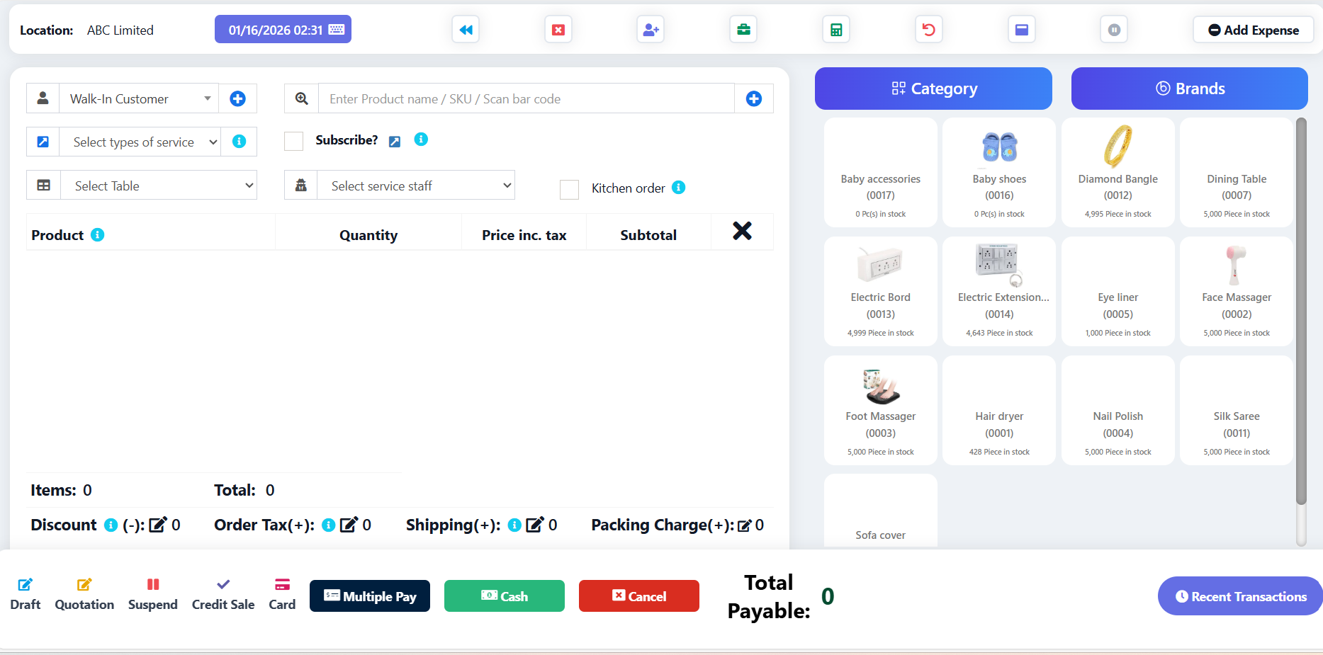 Zitow POS Dashboard