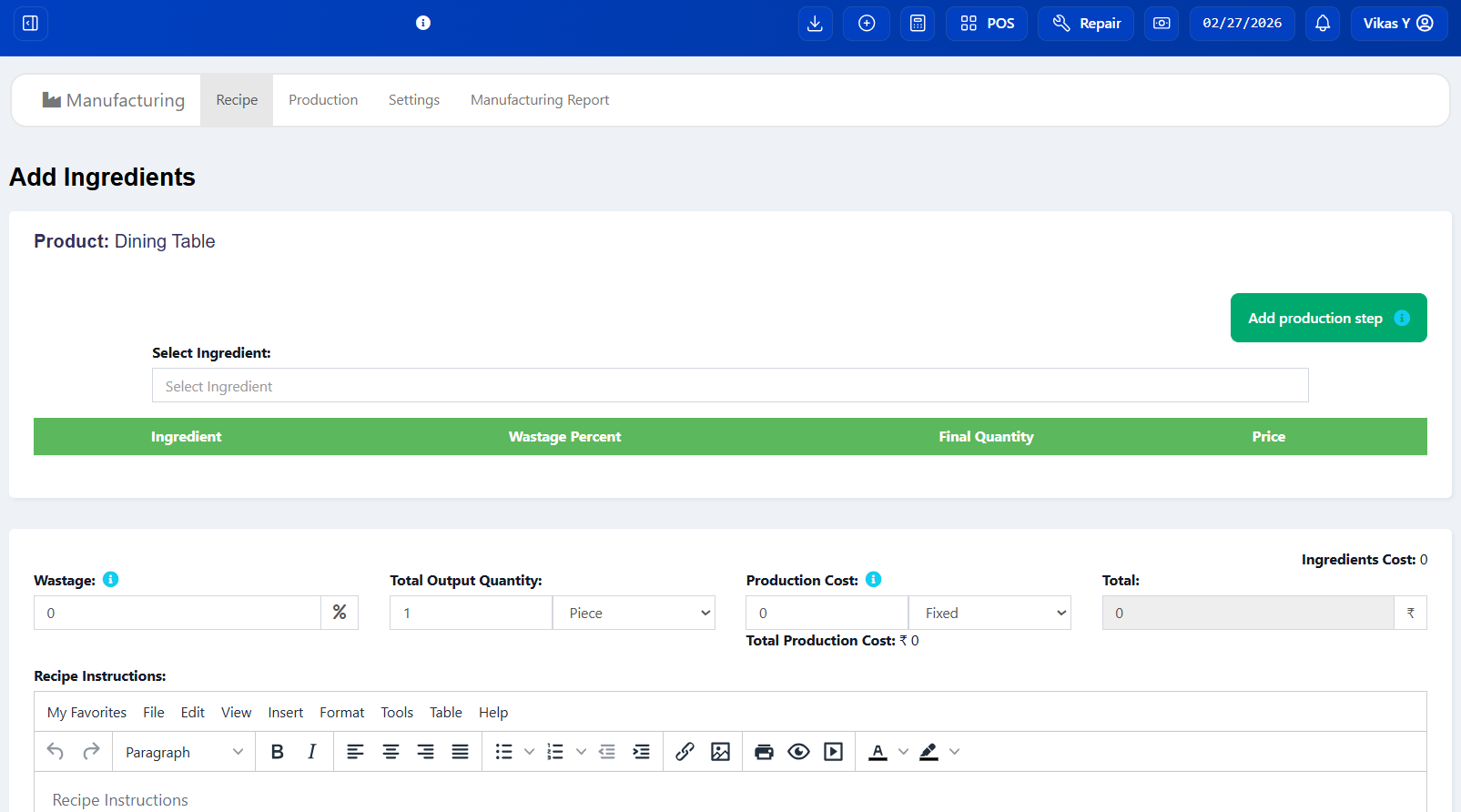 Zitow Manufacturing Dashboard